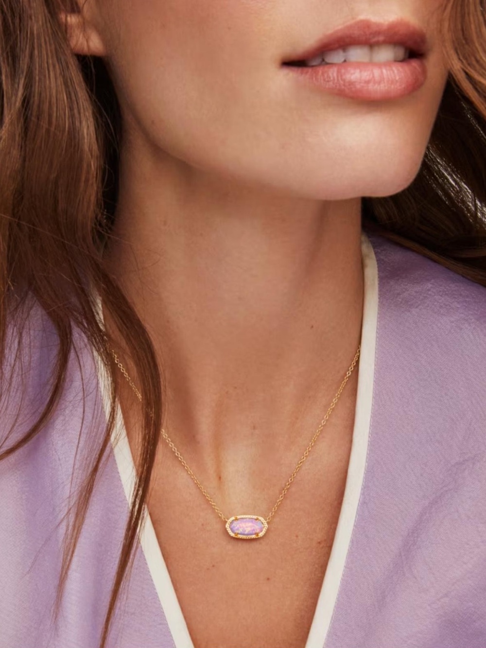 Kendra Scott Elisa Gold Pendant Necklace in Fuchsia Kyocera Opal